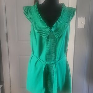 Nicole by Nicole Miller Green Pleated Top